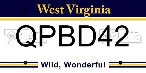 QPBD42 West Virginia License Plate