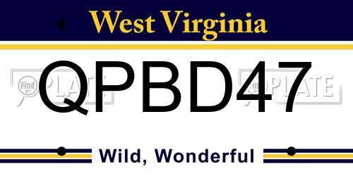 QPBD47 West Virginia License Plate
