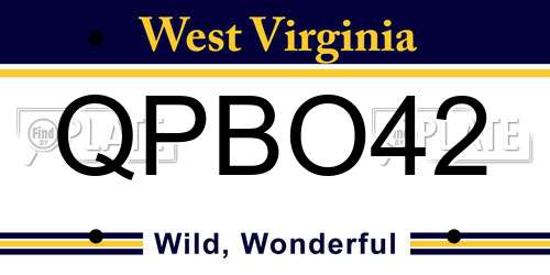 QPBO42 West Virginia License Plate