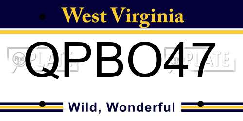 QPBO47 West Virginia License Plate