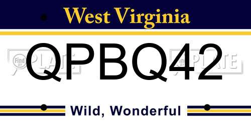 QPBQ42 West Virginia License Plate