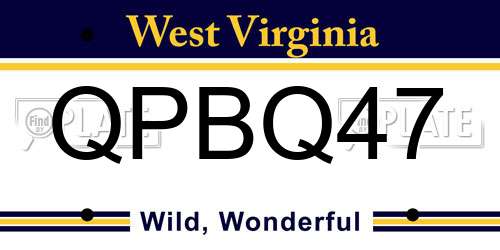 QPBQ47 West Virginia License Plate