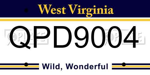 QPD9004 West Virginia License Plate