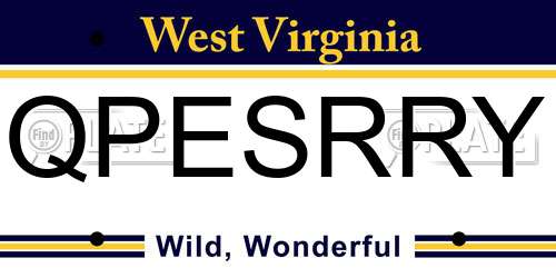 QPESRRY West Virginia License Plate