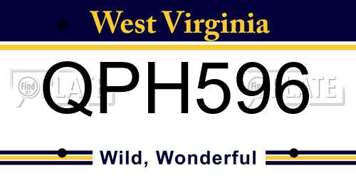 QPH596 West Virginia License Plate