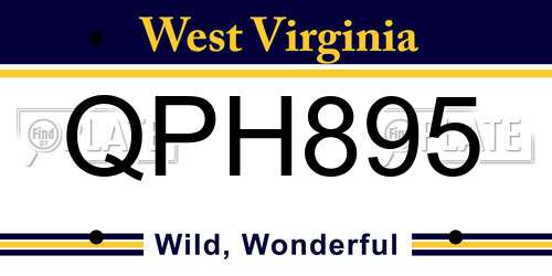 QPH895 West Virginia License Plate