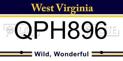 QPH896 West Virginia License Plate