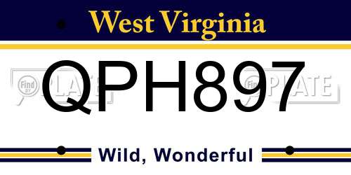 QPH897 West Virginia License Plate