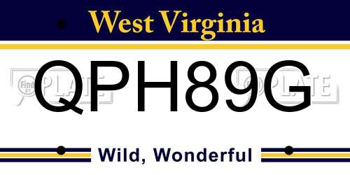 QPH89G West Virginia License Plate