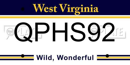 QPHS92 West Virginia License Plate
