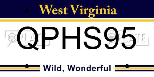 QPHS95 West Virginia License Plate