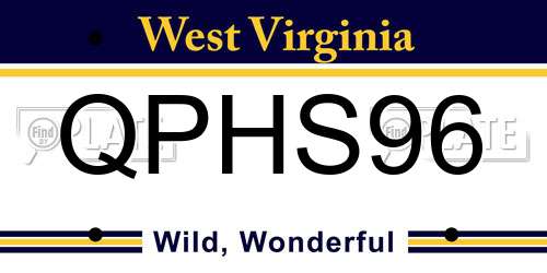 QPHS96 West Virginia License Plate