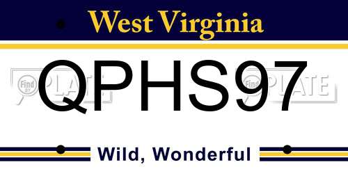 QPHS97 West Virginia License Plate