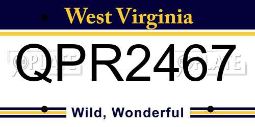 QPR2467 West Virginia License Plate
