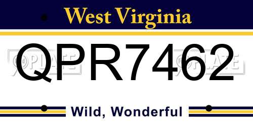 QPR7462 West Virginia License Plate
