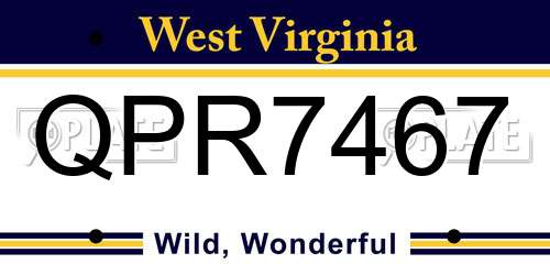 QPR7467 West Virginia License Plate