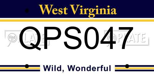 QPS047 West Virginia License Plate