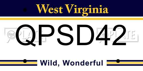 QPSD42 West Virginia License Plate