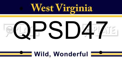 QPSD47 West Virginia License Plate
