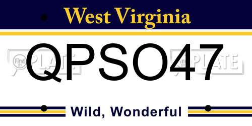 QPSO47 West Virginia License Plate