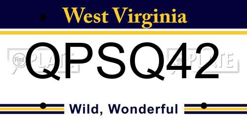 QPSQ42 West Virginia License Plate
