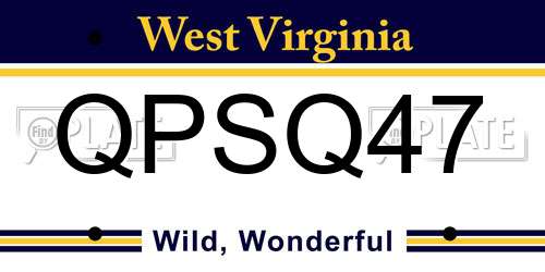 QPSQ47 West Virginia License Plate