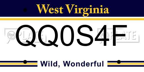 QQ0S4F West Virginia License Plate
