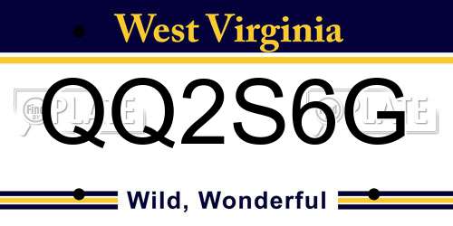 QQ2S6G West Virginia License Plate