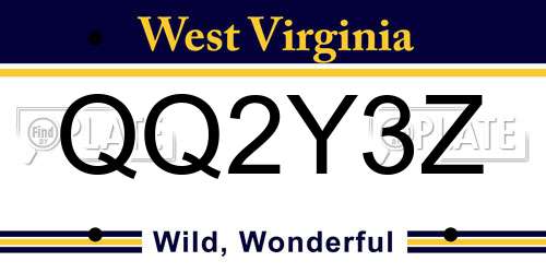QQ2Y3Z West Virginia License Plate