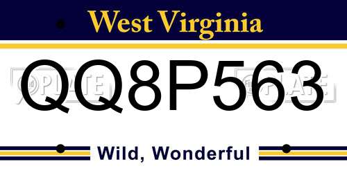 QQ8P563 West Virginia License Plate