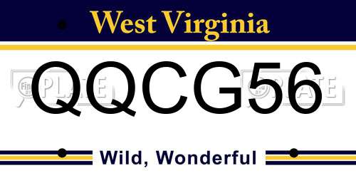 QQCG56 West Virginia License Plate