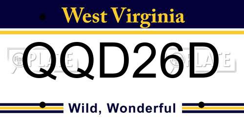 QQD26D West Virginia License Plate