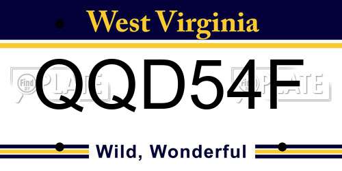 QQD54F West Virginia License Plate