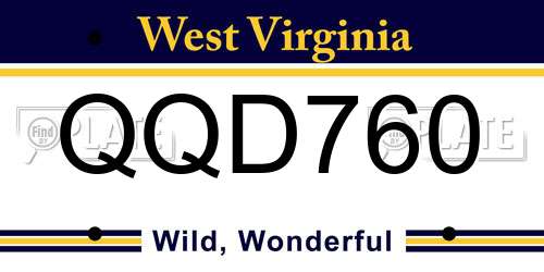 QQD760 West Virginia License Plate