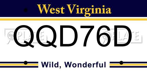QQD76D West Virginia License Plate