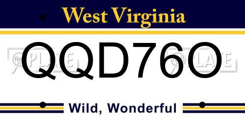 QQD76O West Virginia License Plate