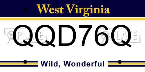 QQD76Q West Virginia License Plate