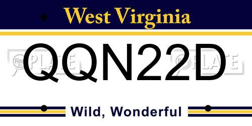 QQN22D West Virginia License Plate