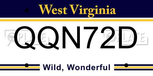 QQN72D West Virginia License Plate
