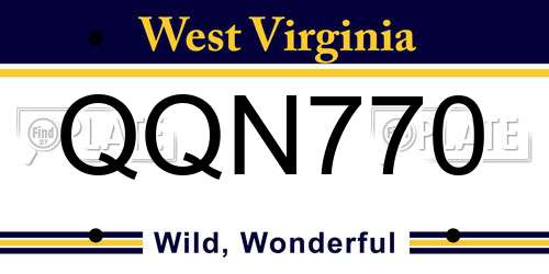 QQN770 West Virginia License Plate