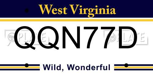 QQN77D West Virginia License Plate