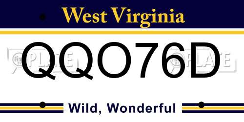 QQO76D West Virginia License Plate