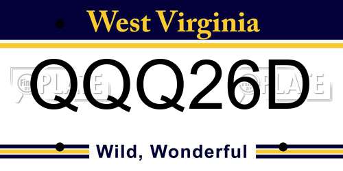 QQQ26D West Virginia License Plate