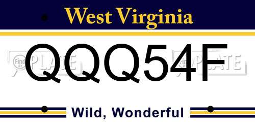 QQQ54F West Virginia License Plate