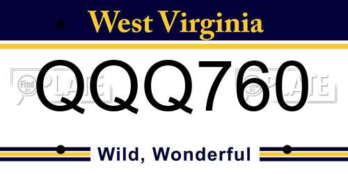 QQQ760 West Virginia License Plate
