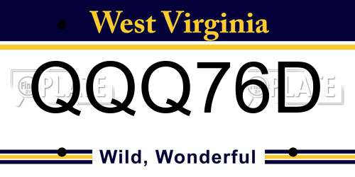 QQQ76D West Virginia License Plate