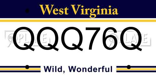QQQ76Q West Virginia License Plate