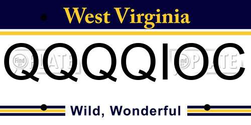 QQQQIOC West Virginia License Plate