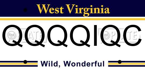 QQQQIQC West Virginia License Plate