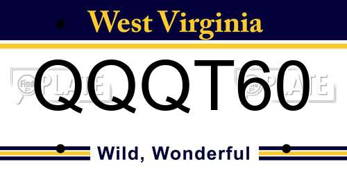 QQQT60 West Virginia License Plate